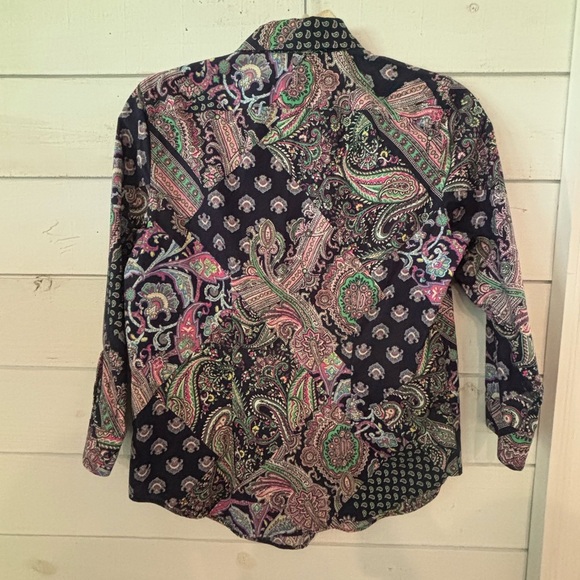 Lauren Ralph Lauren Non Iron Vibrant Paisley Blouse in size XS - Picture 9 of 10